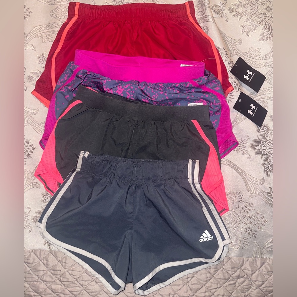 Set of 4 Running Shorts in X-small; Under Armour, Adidas, Member’s Mark